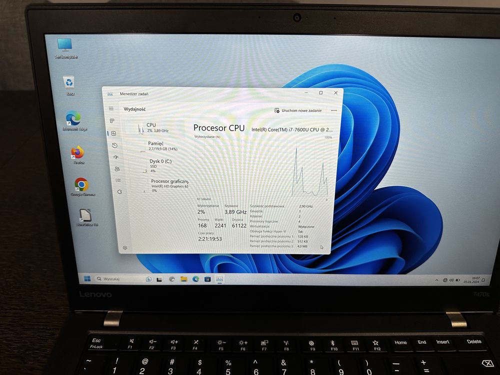 Nowa cena ! Lenovo ThinkPad T470s intel i7 FULLHD SSD Dużo pamieci