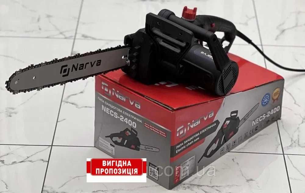 Электропила NARVA 2.4 квт./40 см./авт. подача масла/тормоз цепи/металл