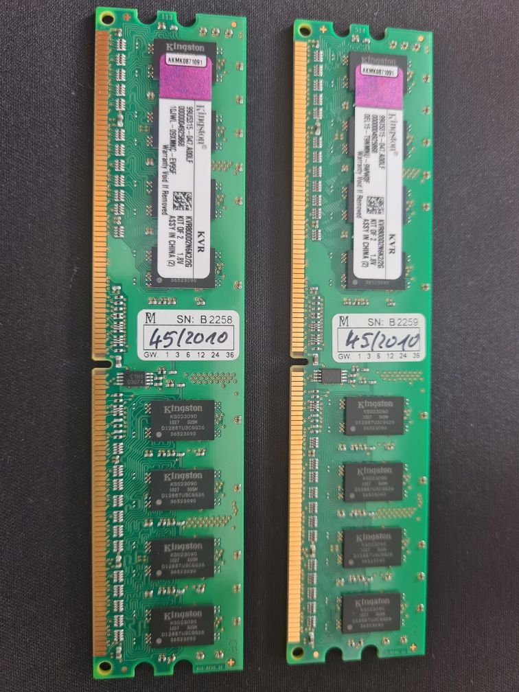 Kingston DDR2 2x1Gb zestaw 800 MHz duall Chanel 2GB!