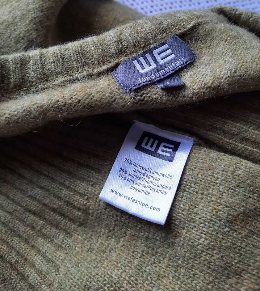 WE 70% Wełna jagnięca 20% Angora ciepły wełniany zielony sweter L M