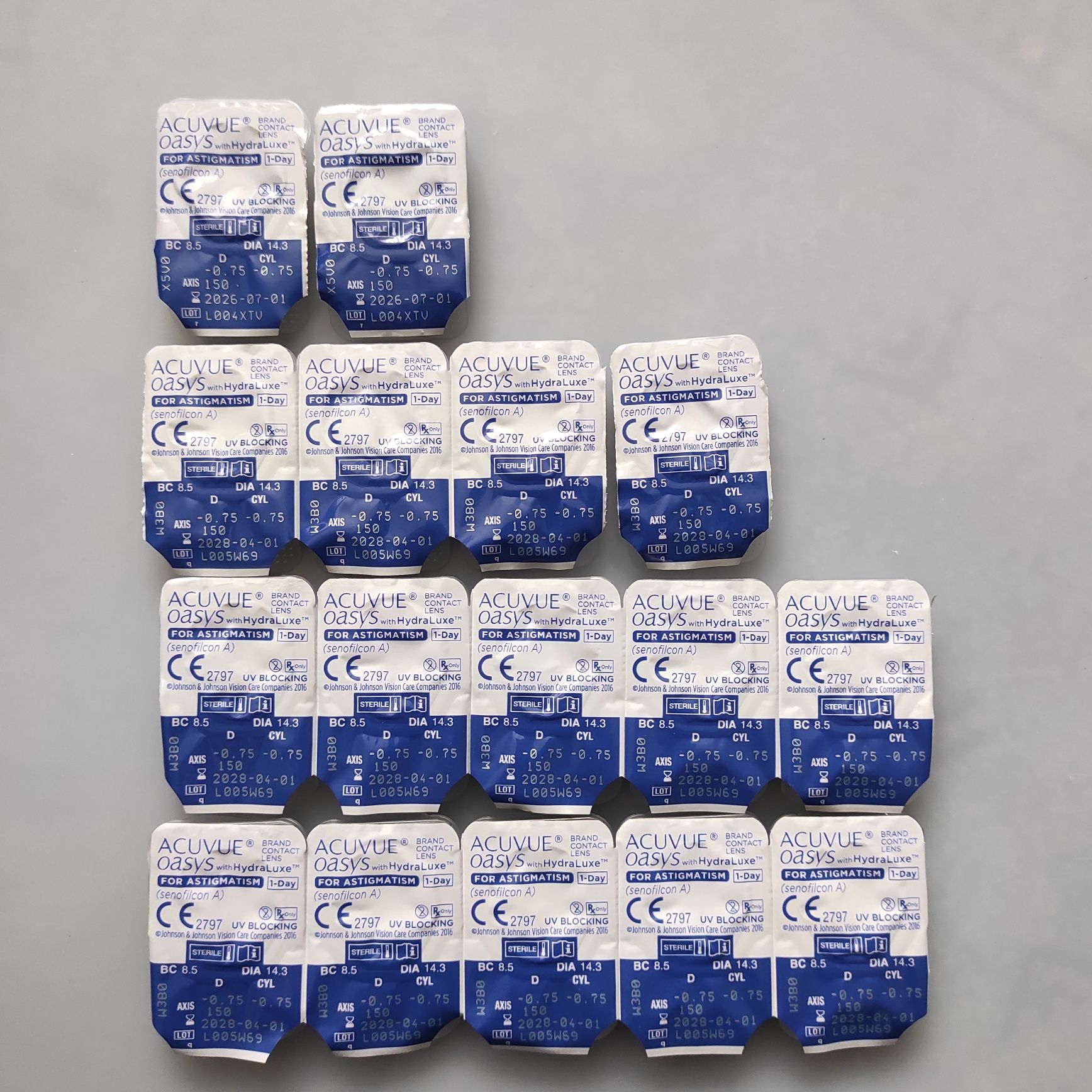 Acuvue Oasys HydraLuxe Astygmatyzm, -0.75/-0.75/150 soczewki 1-dniowe