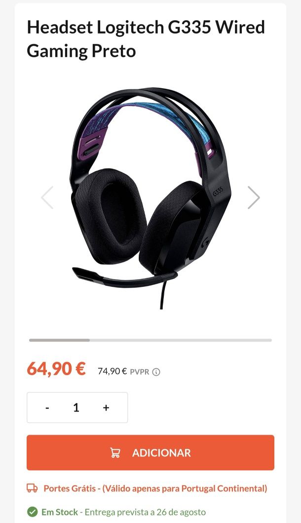 Auscultadores Gaming Logitech G335