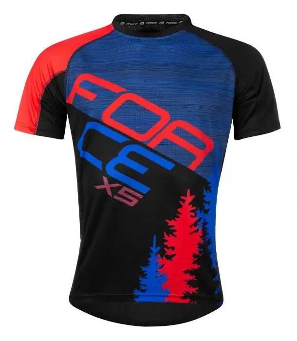 KOSZULKA FORCE MTB X5, Niebiesko-Czerwona,Czarno Fluo L Markowe Rowery