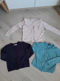 Sweter w kropki granatowy pudrowy z falbankami Reserved H&M 116