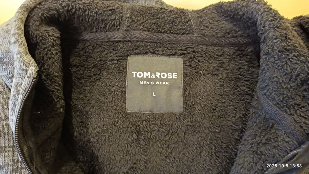 Nowy ocieplana bluza męska szary melanż