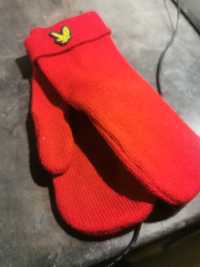 Wełniane czerwone rękawiczki bez palców