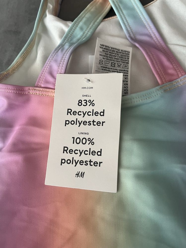 Śliczny tęczowy kostium kąpielowy H&M 110/116 Nowy