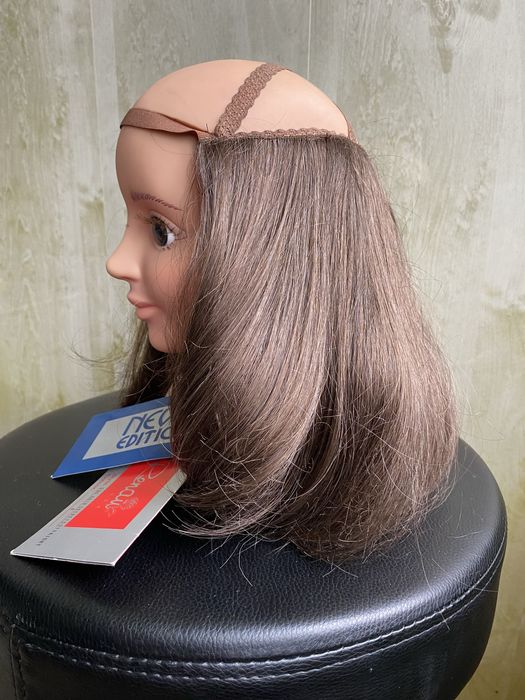 Полу парик , накладка топер для лопеції з чубчиком темний шоколад