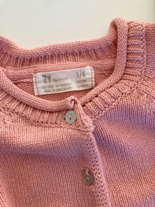 Casaco Rosa e Casaco Violeta, de malha, Menina, Tam. 3-6M