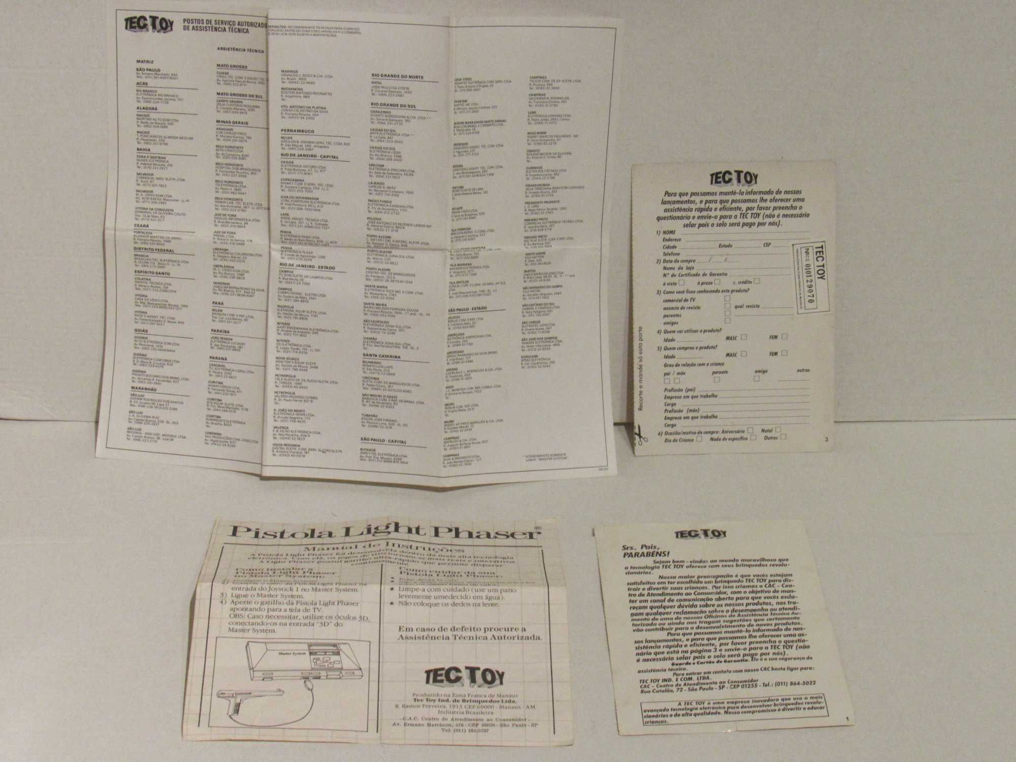 Sega Master System pistola Light Phaser Tectoy completa como nova