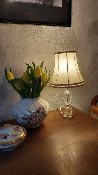 Lampa stołowa mała kryształ mosiądz