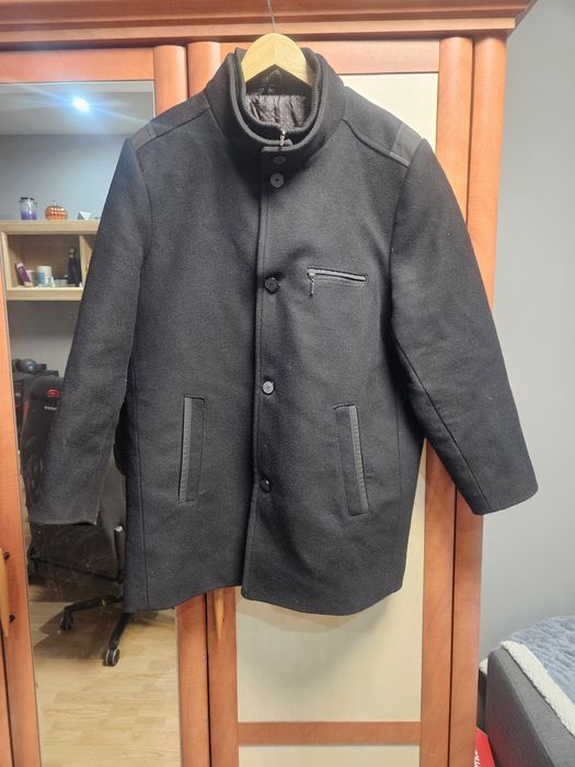 Czarna Kurtka Płaszcz Męski Natan 56 XXL Ocieplana Zima