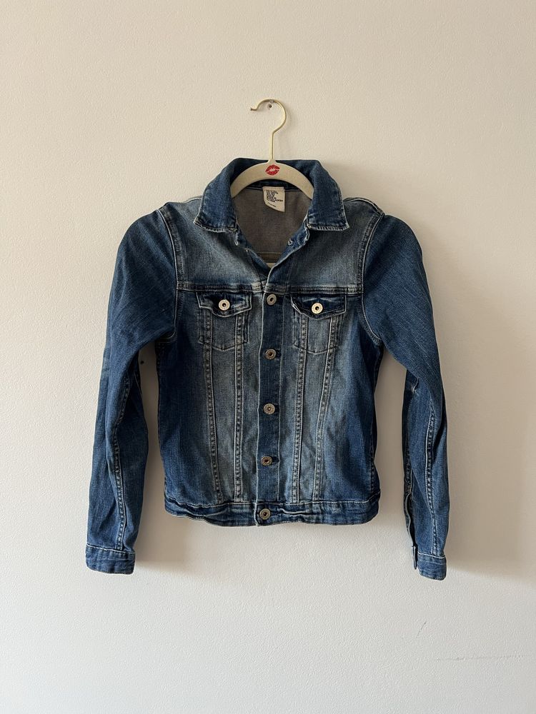 Katana dżinsowa jeansowa kurtka niebieska 152 cm 11-12 H&M XS 34