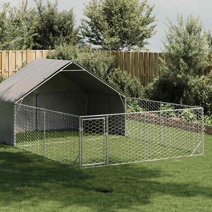 Vidaxl Zewnętrzna Buda Dla Psa Z Wybiegiem 6X3X1,9 M Stal Ocynkowana