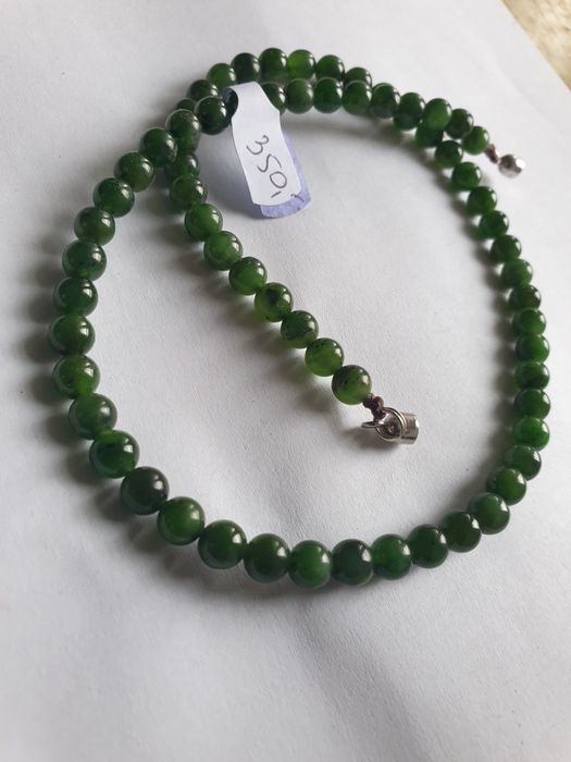 Złoty naszyjnik nefryt kolia wisior  korale złoto 375 rękodzieło