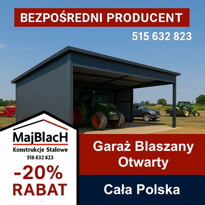 Garaż Blaszany Ocynkowany | MAGAZYN| Schowek| Blaszak| RAL– Maj-Blach