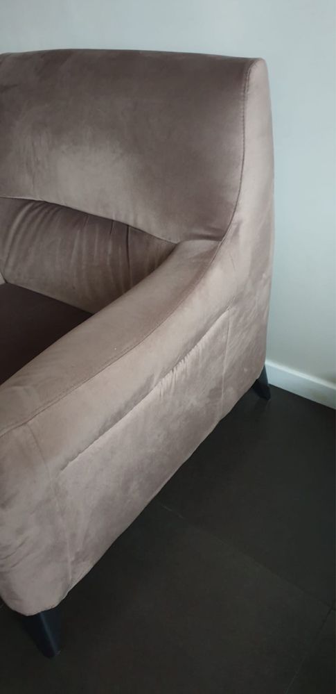 Sofa welur szary beż producenta Kler + fotel