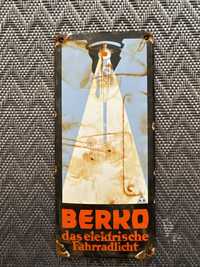 Szyld emaliowany tabliczka Berko reklama Fahrrad rower lampa rowerowa