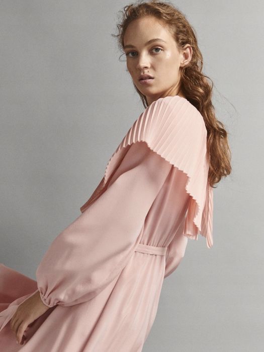 Massimo Dutti , marant, różowa jedwabna, 36