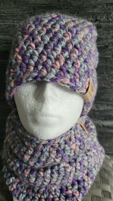 Czapka z kominem hand made