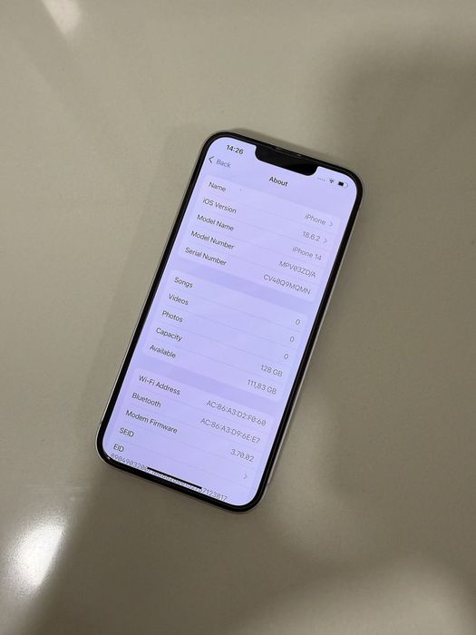 Apple iPhone 14 128GB 86% “ lilás / roxo “ + capa e carregador