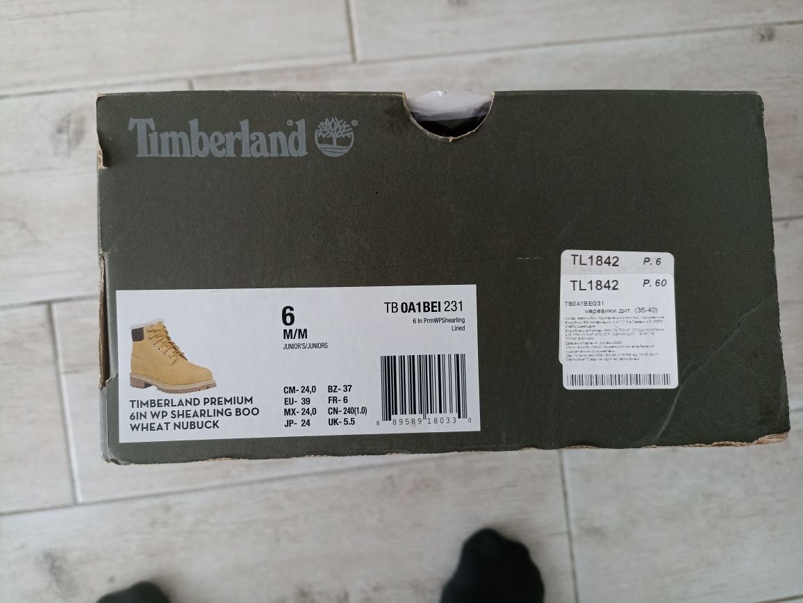 Черевики Timberland Premium Waterproof 6inch (24см) Зимові (вовна)