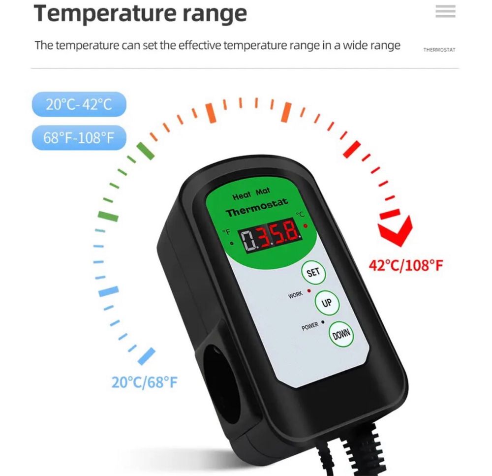 Цифровий терморегулятор термостат 220V 1000W 5-42C