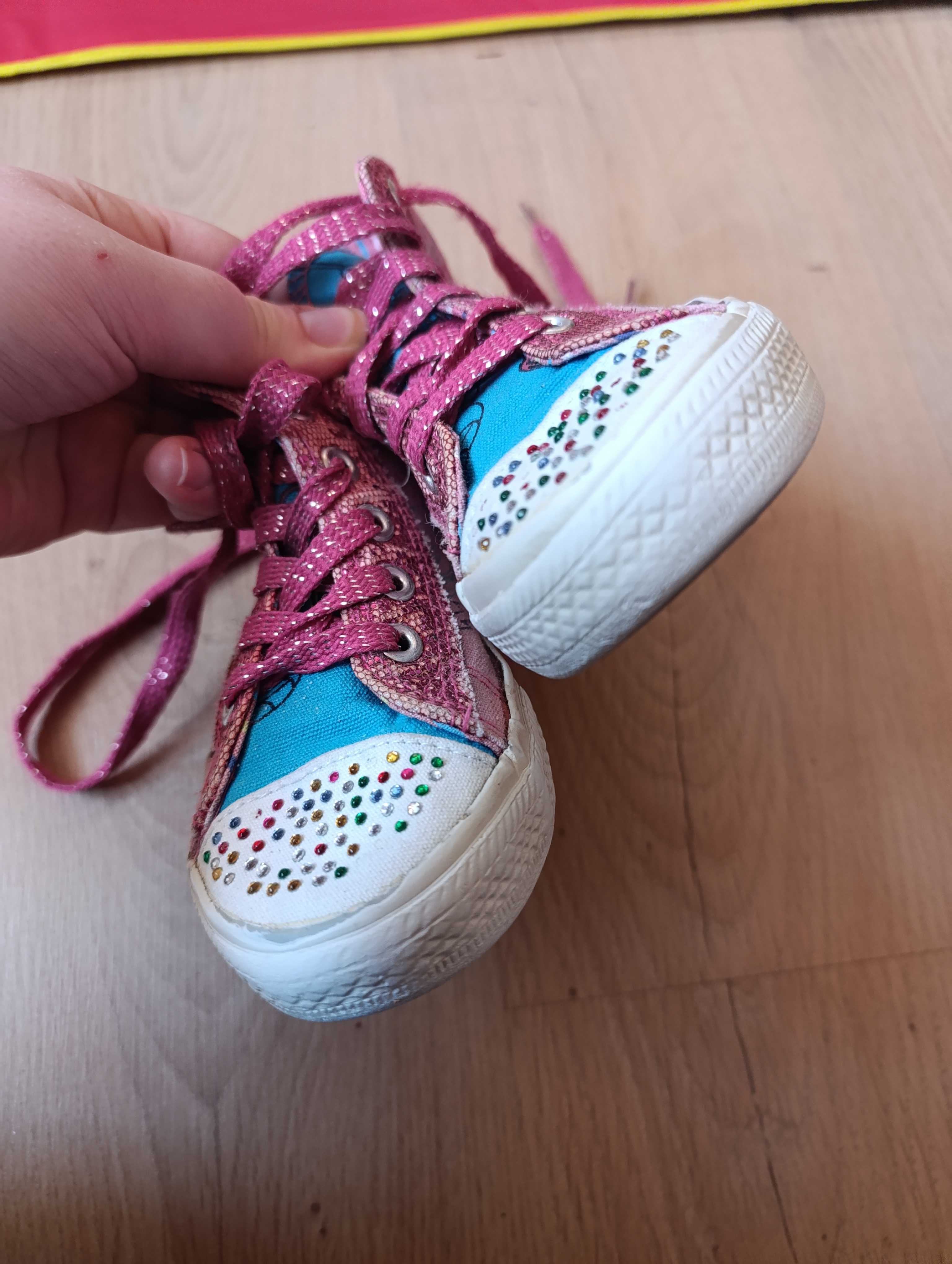 Kolorowe trampki 29 sznurowane dziewczynka różowe jak skechers