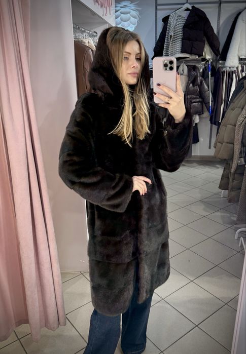 Шуба норкова трансформер XS/S, стан нової