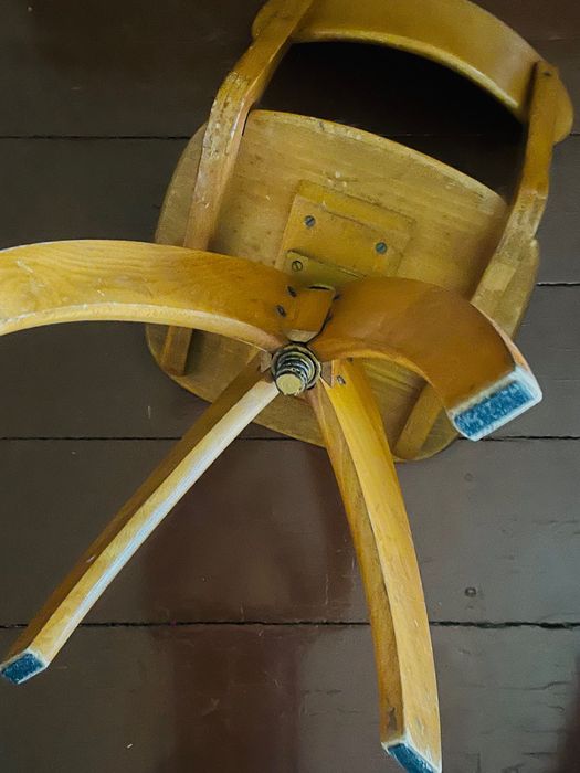 Krzesło obrotowe drewniane vintage retro Niemcy Poznań design
