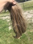 Wlosy na spince grube ciemny blond z refleksami