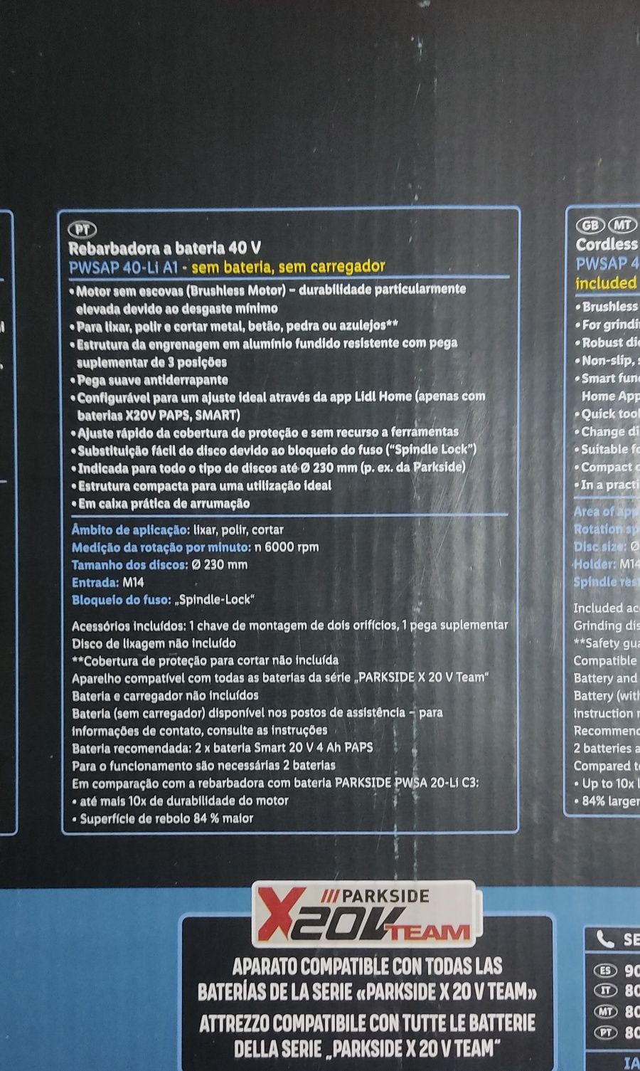 Rebarbadora angular Parkside 40v (nova + garantia)