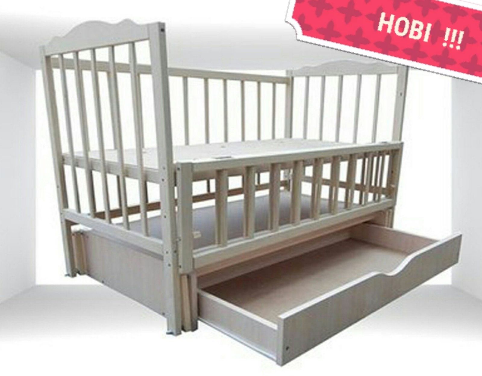 Дитячі Кроватка ліжко Білі маятник шарнир ящик ліжечко Нові
