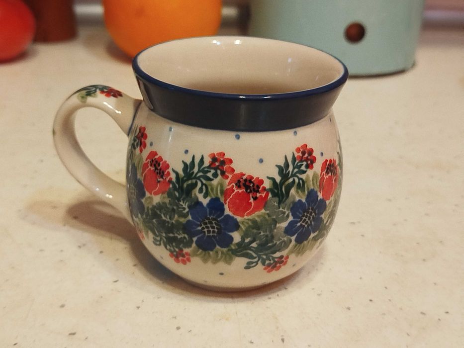 Kubek z ceramiki bolesławieckiej 200 ml śliczny kwiatowy wzór