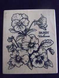 Carimbo em madeira Flor / Wooden stamp Flower - "Pansy Violaceae"