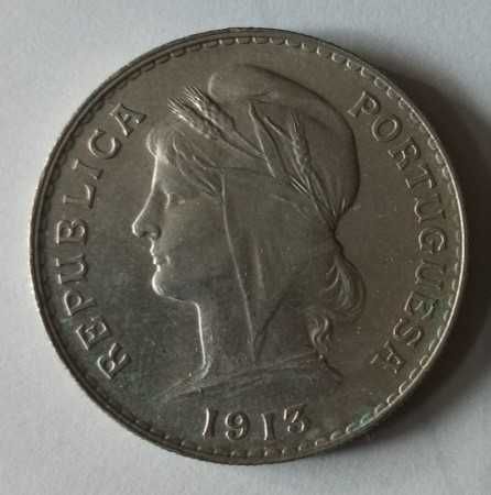 Moeda de 50 cêntimos de 1913 prata