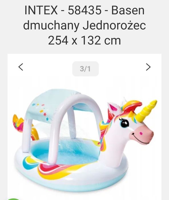 Basen dla dzieci z daszkiem INTEX jednorożec 254x132 cm. Nowy