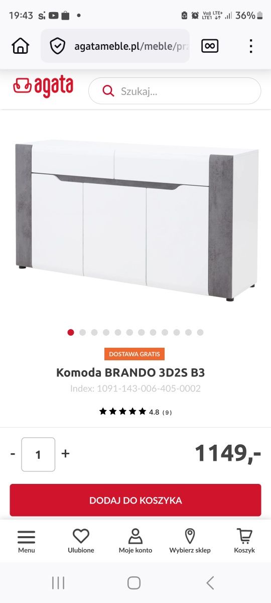 Komoda z połyskiem