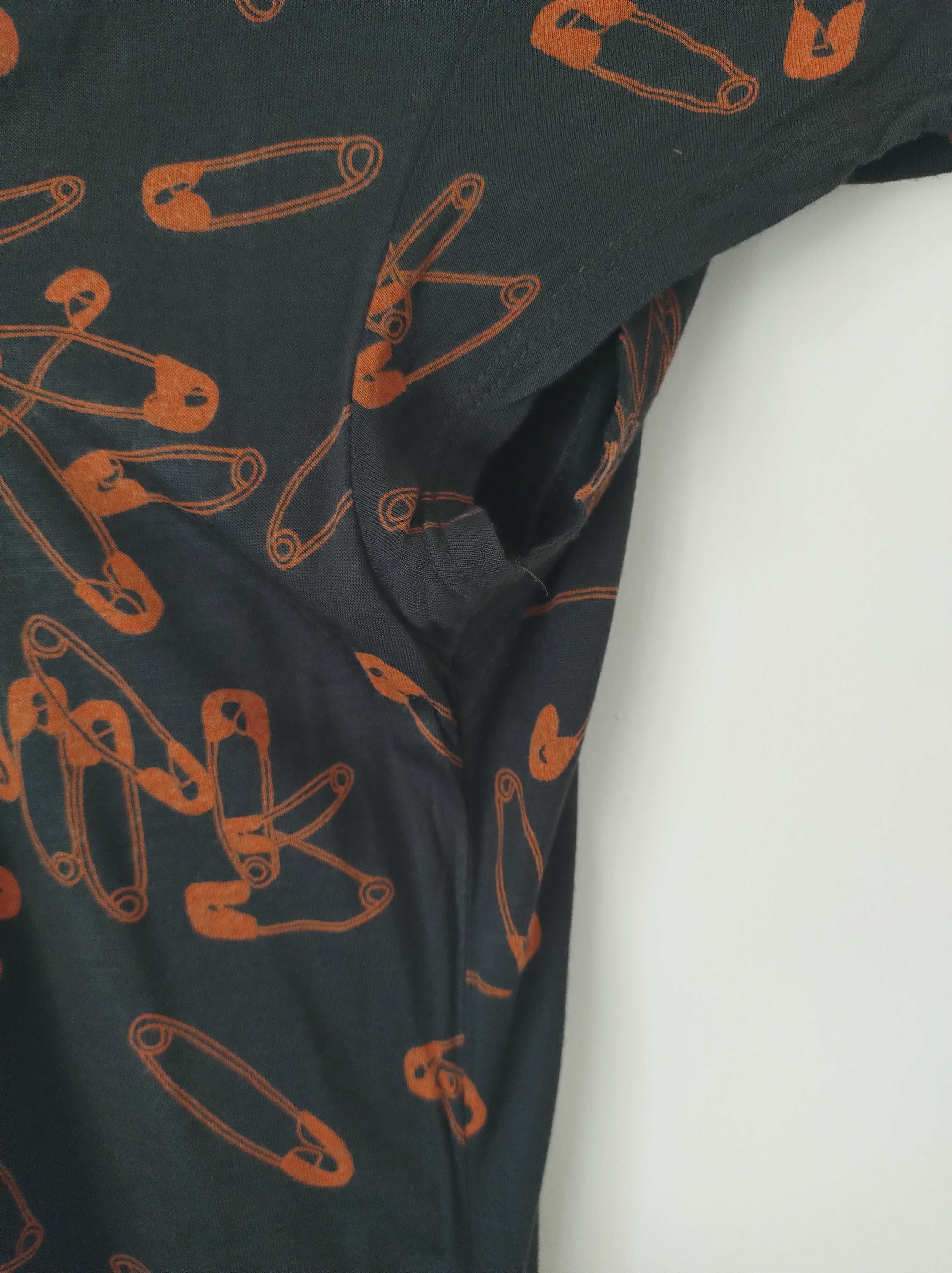 Szara tunika H&M w agrafki długa bluzka alternative grunge rock 42 XL