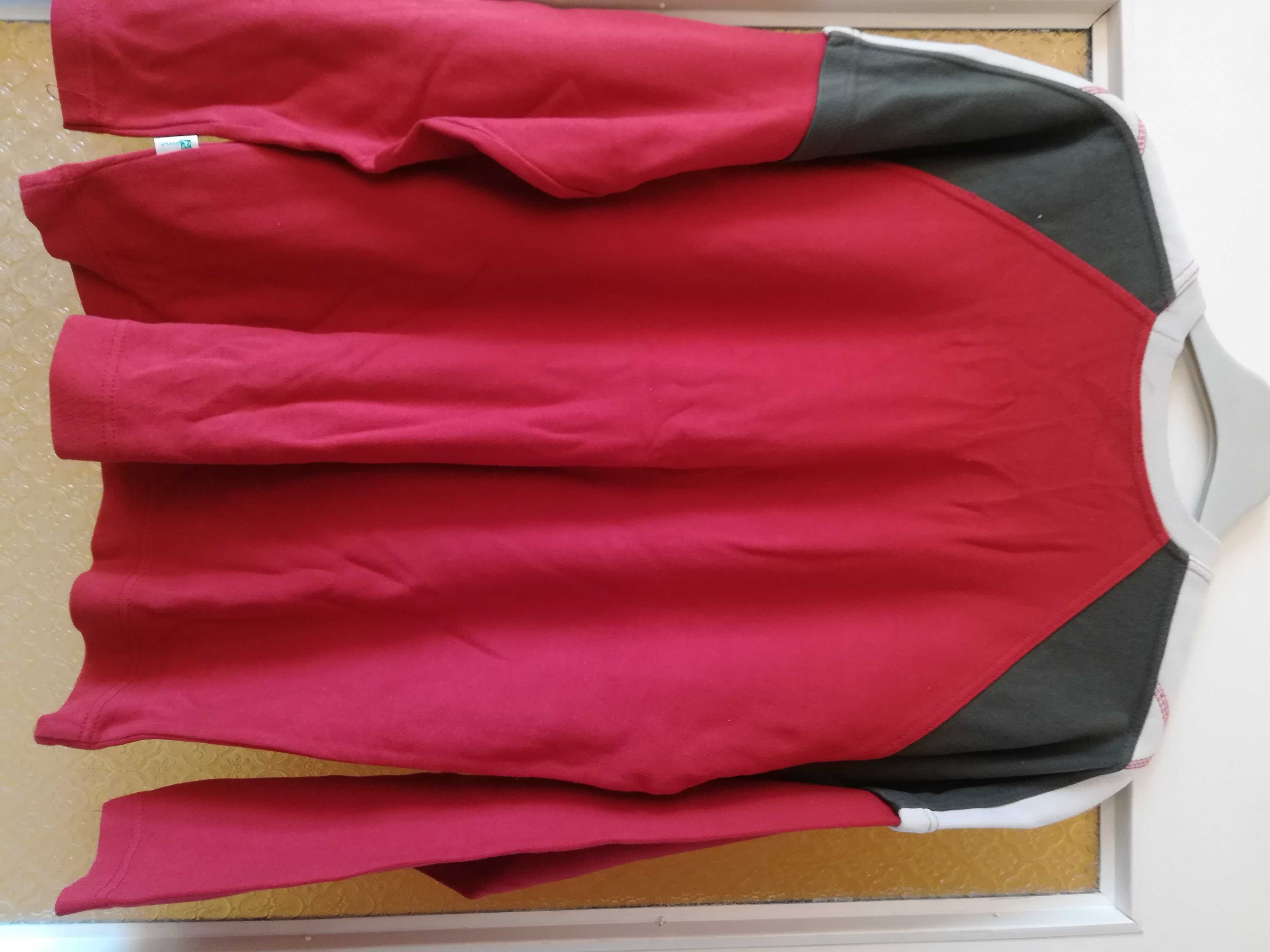 Bluza bordowa-ciemno zielone wstawki rozmiar 164