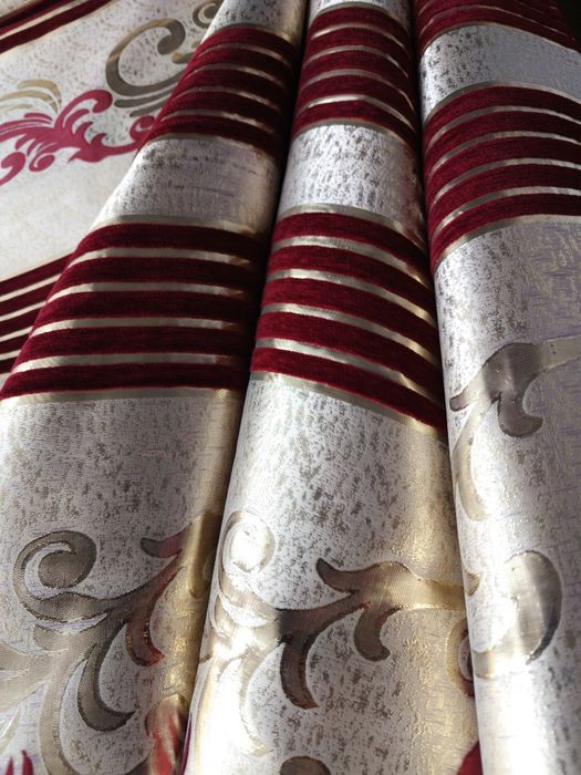 Zasłony z metra beż/zloto/bordo,szer 280 cm