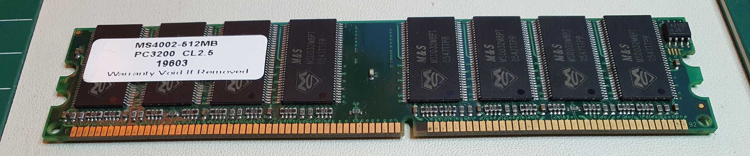 Memória RAM DDR MS4002 de 512MB PC3200 CL2.5