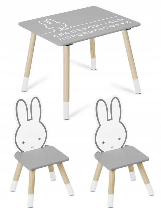 ZESTAW DREWNIANY Stolik + 2 krzesła dla dzieci Wysoka Jakość i Design