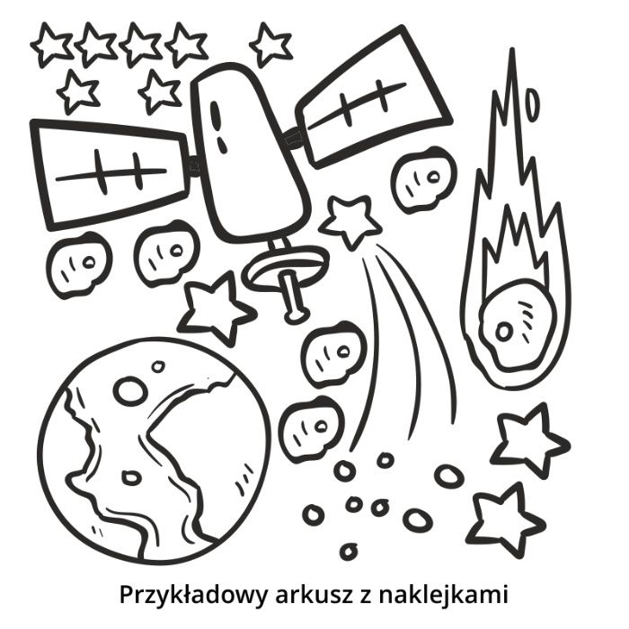 Naklejki dla dzieci na ścianę kosmos, gwiazdy, asteroida, planety