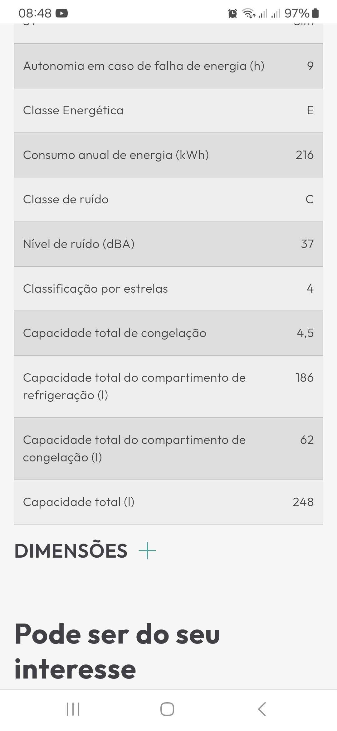 Frigorífico de encastrar Candy, na embalagem orginal e com garantia.