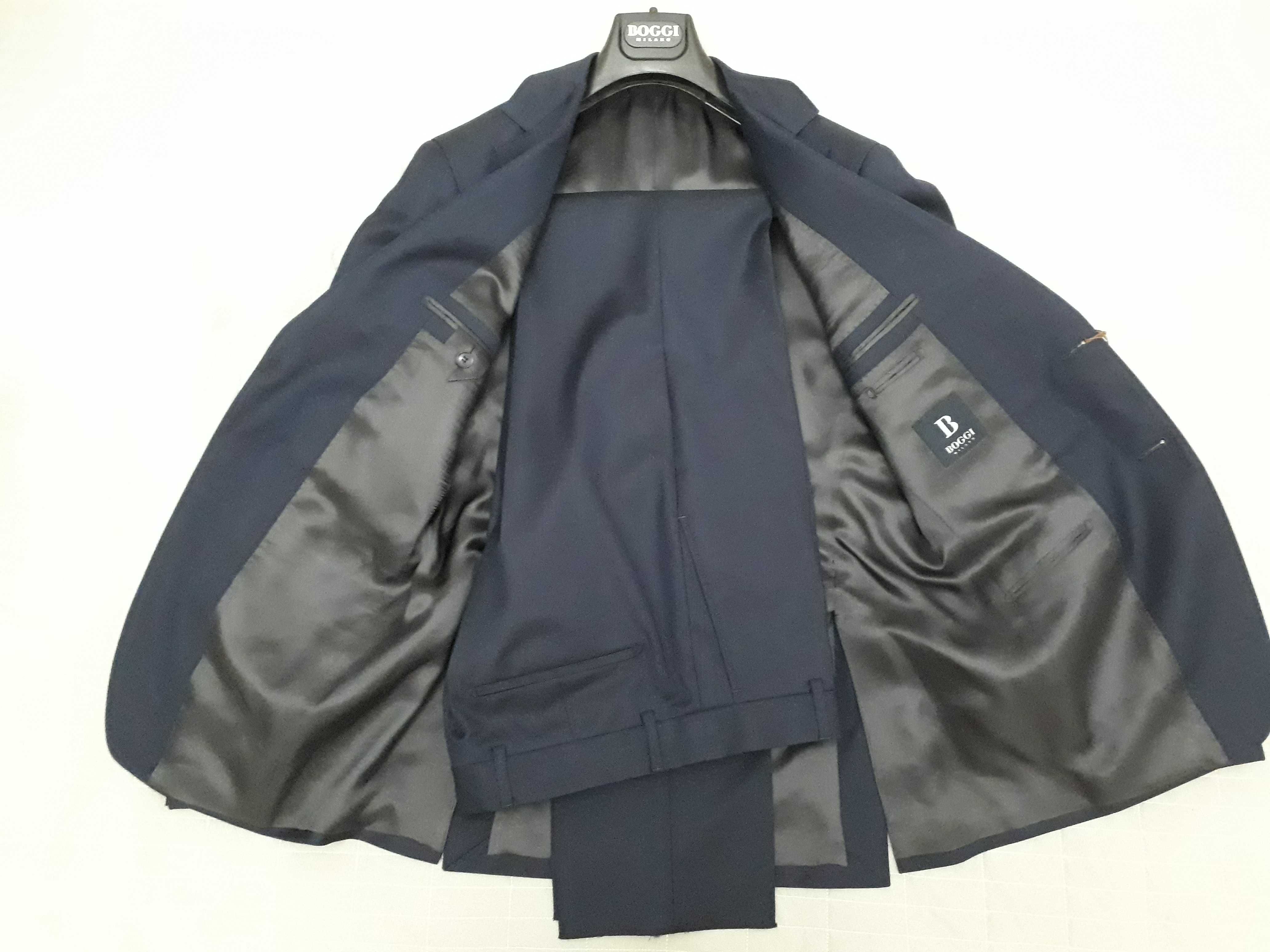 NOWY garnitur BOGGI 48 jak Suitsupply Vistula Bytom 100% wełna granat