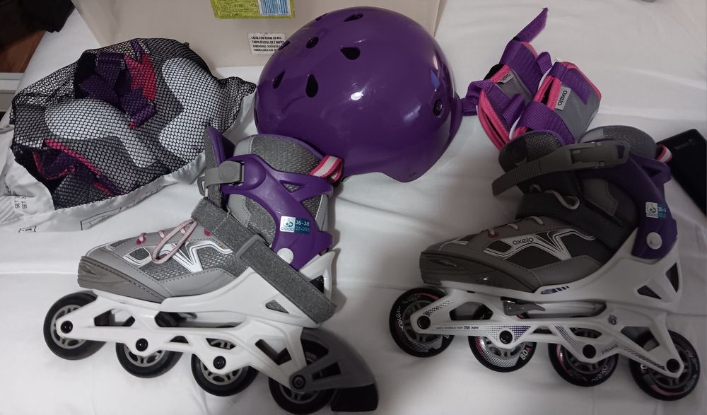 Patins Oxelo + capacete + proteções (NOVO)
