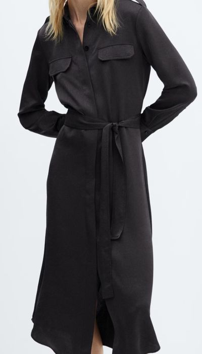 Vestido camiseiro acetinado da Mango (novo)-M