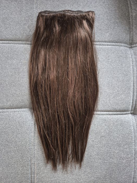 Wlosy średni brąz clip in naturalne