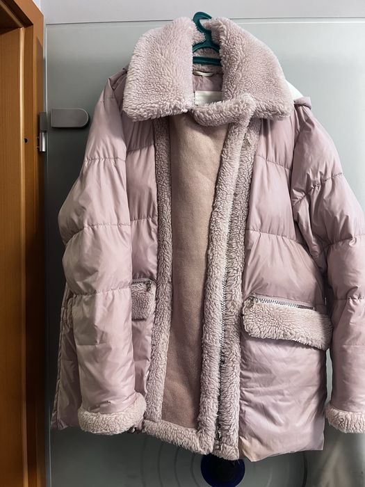 Пуховик пудровий зимній